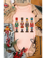 Pink Cute Nutcracker Graphic Crewneck Christmas T Shirt - L