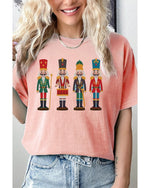 Pink Cute Nutcracker Graphic Crewneck Christmas T Shirt - M