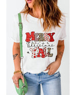 White MERRY Christmas YAll Graphic Crewneck T Shirt - M