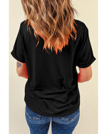 Black Sequin Christmas Claus Pattern Crewneck T Shirt - XL