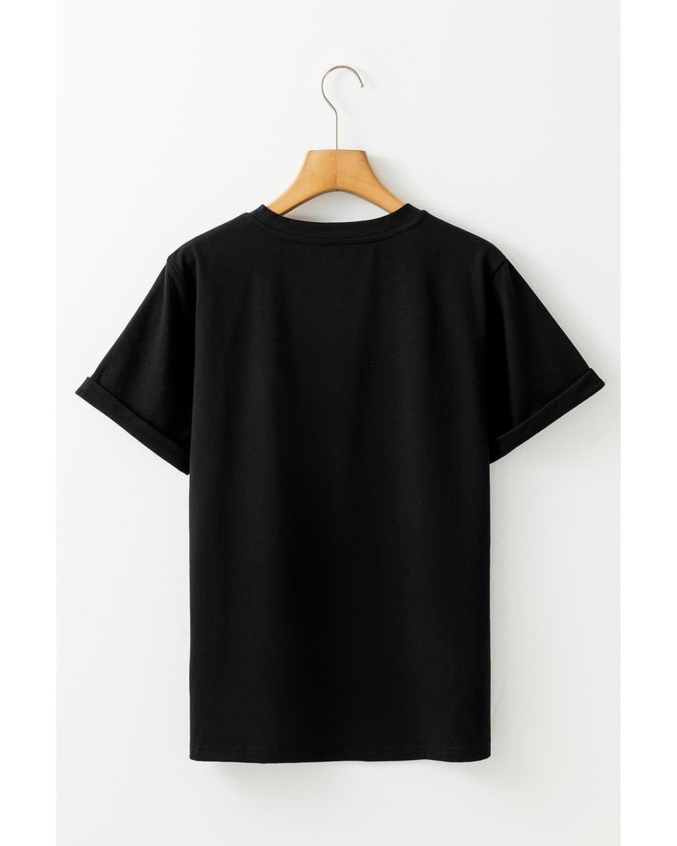 Black Christmas Big Bowknot Graphic Crewneck T Shirt - L