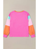 Azura Exchange Rose Red Chenille MERRY Christmas Patched Colorblock Long Sleeve Top - XL