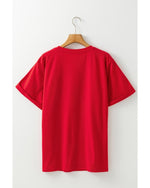Red Christmas MERRY Graphic Cuffed Sleeve T Shirt - L