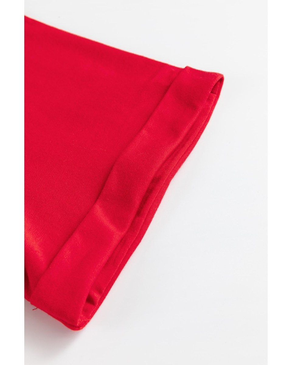Red Christmas MERRY Graphic Cuffed Sleeve T Shirt - M