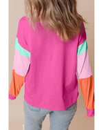 Rose Red Nutcracker Merry Christmas Graphic Colorblock Long Sleeve Tee - XL