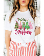 White Merry Christmas Holiday Vibe Graphic Crewneck T Shirt - 2XL