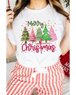 White Merry Christmas Holiday Vibe Graphic Crewneck T Shirt - M