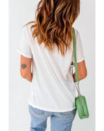 White Leopard Bow Decor Christmas Tree Graphic Crew Neck Tee - XL