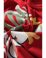 Red Christmas Tree Snowman Printed Crewneck T Shirt - 2XL