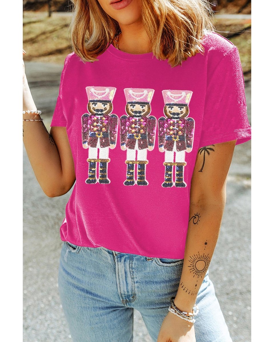 Rose Red Nutcracker Graphic Christmas Holiday T Shirt - 2XL