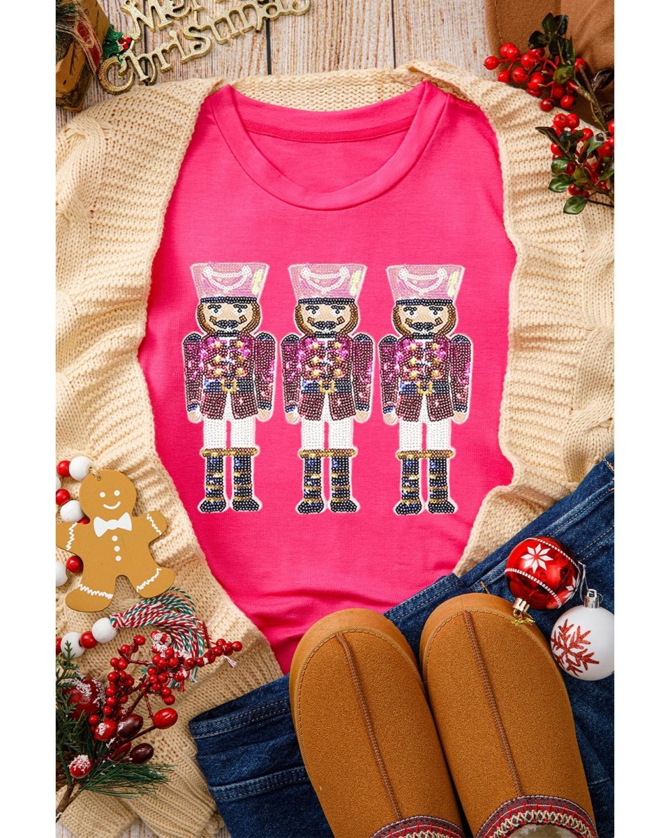 Rose Red Nutcracker Graphic Christmas Holiday T Shirt - 2XL