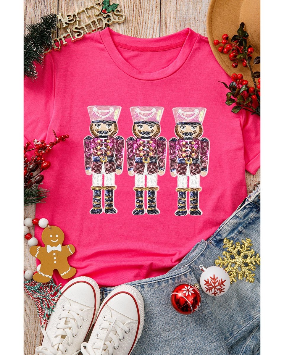 Rose Red Nutcracker Graphic Christmas Holiday T Shirt - 2XL