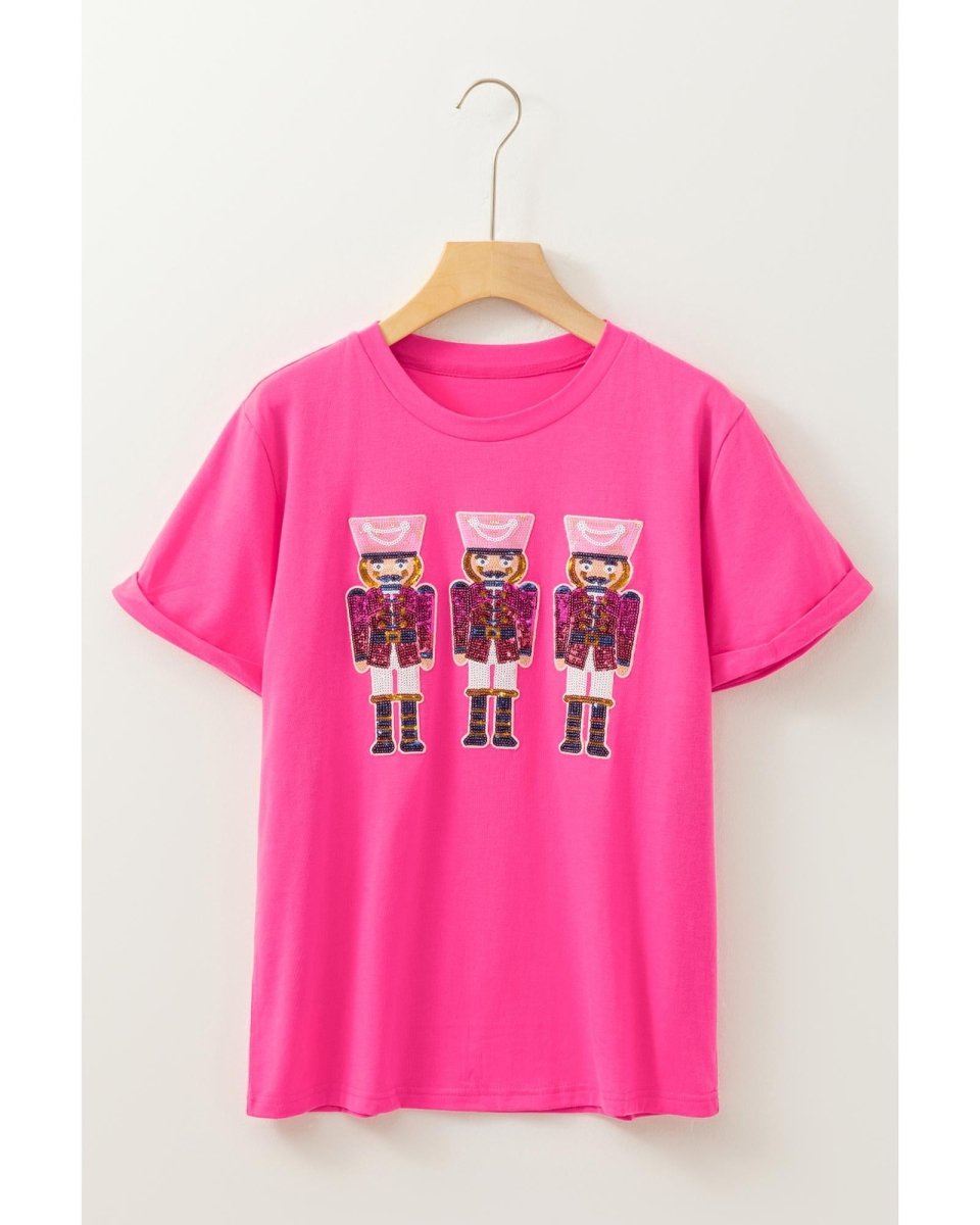 Rose Red Nutcracker Graphic Christmas Holiday T Shirt - L