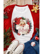 White Believe Christmas Father Graphic Crewneck T Shirt - M