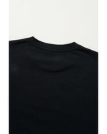 Black Rhinestone Christmas Tree Round Neck Graphic Tee - L