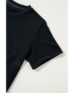 Black Rhinestone Christmas Tree Round Neck Graphic Tee - M