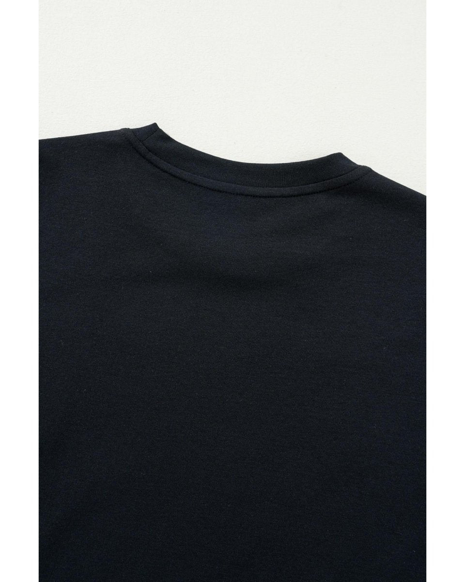 Black Merry Christmas Brushwork Bow Printed T Shirt - L