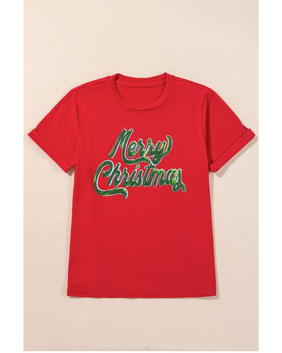 Red Merry Christmas Graphic Crewneck T Shirt - 3XL