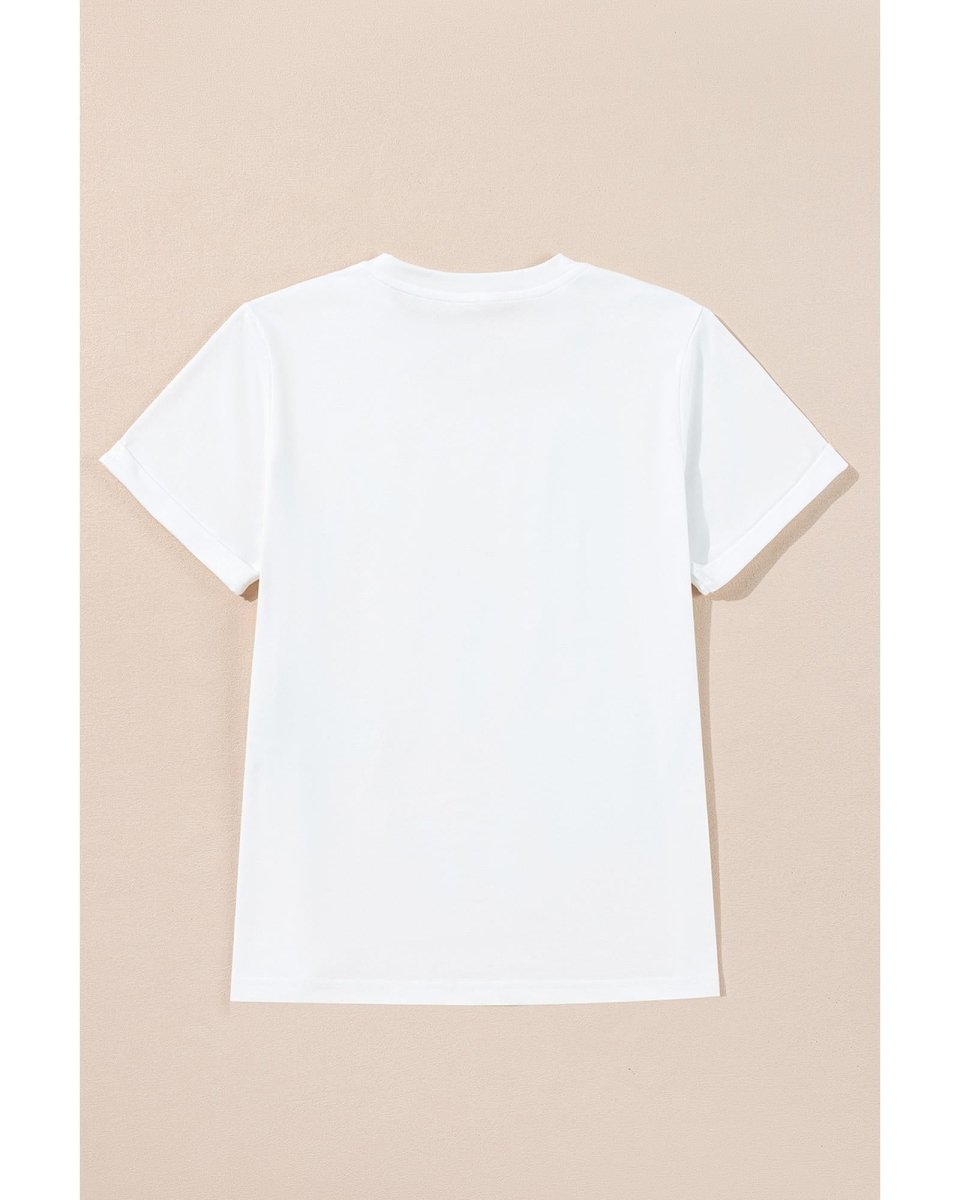 White Christmas Bowknot Graphic Cotton Blend T Shirt - XL