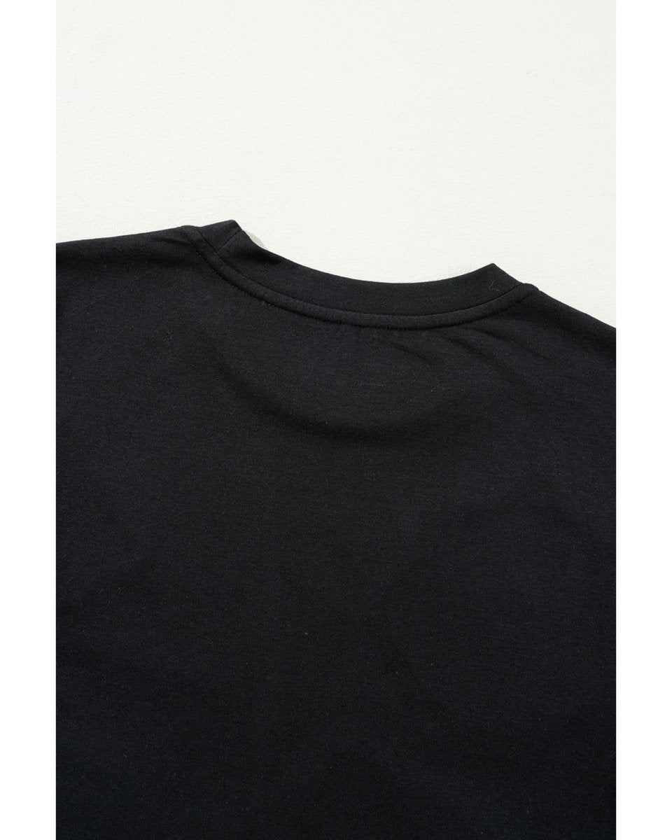 Black Sequin Christmas Essentials Graphic Crewneck T Shirt - S