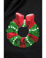 Black Sequin Christmas Essentials Graphic Crewneck T Shirt - XL