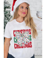 White Christmas Bowknot Graphic Tee - 2XL