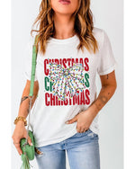 White Christmas Bowknot Graphic Tee - XL