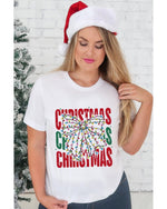 White Christmas Bowknot Graphic Tee - XL