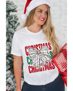 White Christmas Bowknot Graphic Tee - XL