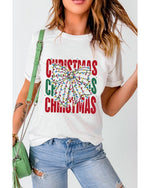 White Christmas Bowknot Graphic Tee - XL