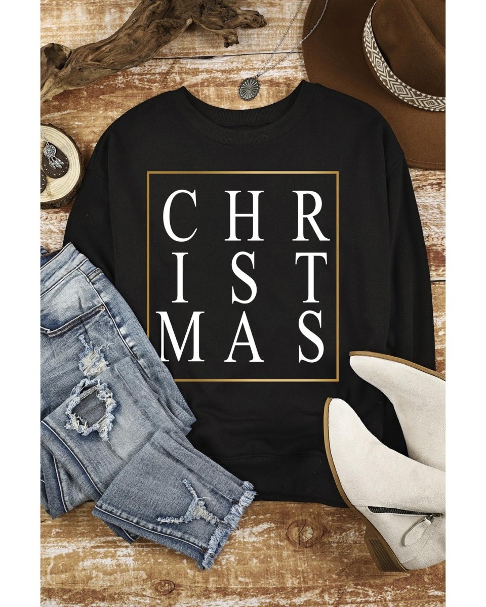 Azura Exchange Glitter Print Crew Neck Sweatshirt - M