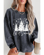 Gray Christmas Tree Flake Graphic Corded Sweatshirt - XL