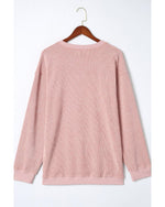 Pink MERRY Christmas Plaid Leopard Print Corded Sweatshirt - L