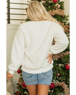 White Christmas MERRY & Bright Chenille Graphic Sherpa Sweatshirt - S