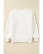 White Christmas MERRY & Bright Chenille Graphic Sherpa Sweatshirt - S