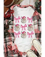 Beige Santa Claus Bowknot Pattern Christmas Sweatshirt - L
