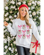 Beige Santa Claus Bowknot Pattern Christmas Sweatshirt - S