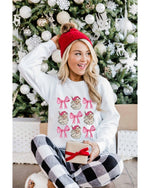 Beige Santa Claus Bowknot Pattern Christmas Sweatshirt - S
