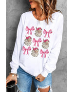 Beige Santa Claus Bowknot Pattern Christmas Sweatshirt - S