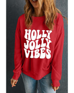 Red HOLLY JOLLY VIBES Graphic Crewneck Christmas Sweatshirt - 2XL
