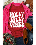 Red HOLLY JOLLY VIBES Graphic Crewneck Christmas Sweatshirt - S