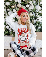 Beige MERRY CHRISTMAS Christmas Claus Graphic Drop Shoulder Sweatshirt - 2XL