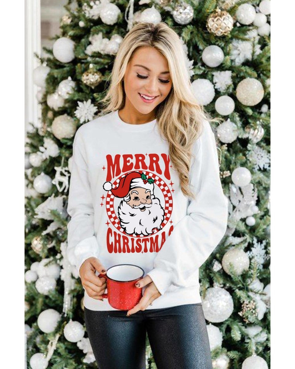 Beige MERRY CHRISTMAS Christmas Claus Graphic Drop Shoulder Sweatshirt - 2XL