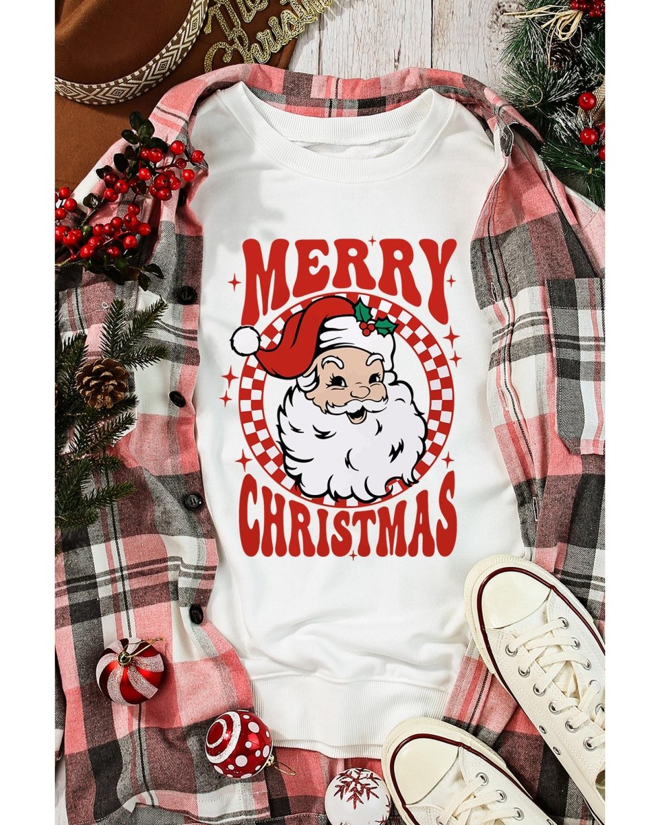 Beige MERRY CHRISTMAS Christmas Claus Graphic Drop Shoulder Sweatshirt - 2XL