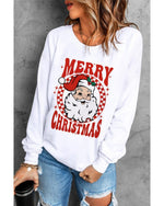 Beige MERRY CHRISTMAS Christmas Claus Graphic Drop Shoulder Sweatshirt - L