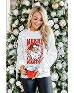 Beige MERRY CHRISTMAS Christmas Claus Graphic Drop Shoulder Sweatshirt - L