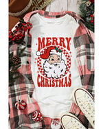 Beige MERRY CHRISTMAS Christmas Claus Graphic Drop Shoulder Sweatshirt - L