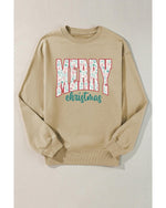Parchment Festive Element Printed MERRY Christmas Graphic Sweatshirt - M
