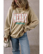 Parchment Festive Element Printed MERRY Christmas Graphic Sweatshirt - S