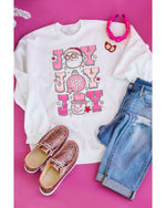 Beige Christmas Claus JOY Graphic Drop Shoulder Sweatshirt - 2XL